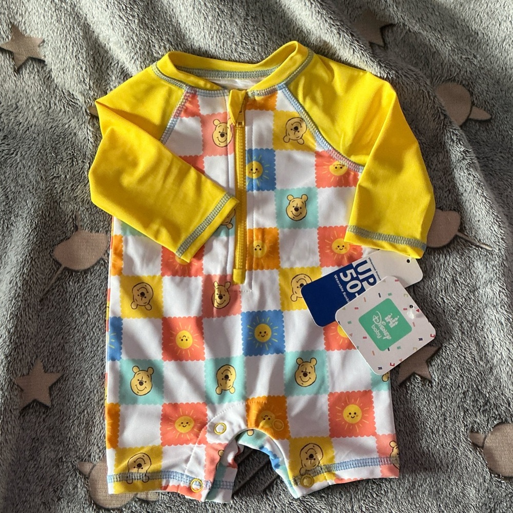 Yellow and Multicolor Kids One Piece Bathing Suit